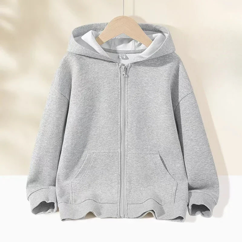 Boys Hooded Sweatshirt Jacket Zipper Casual Cardigan Sportswear Top for Kids Teenager Spring Autumn Clothing Baby