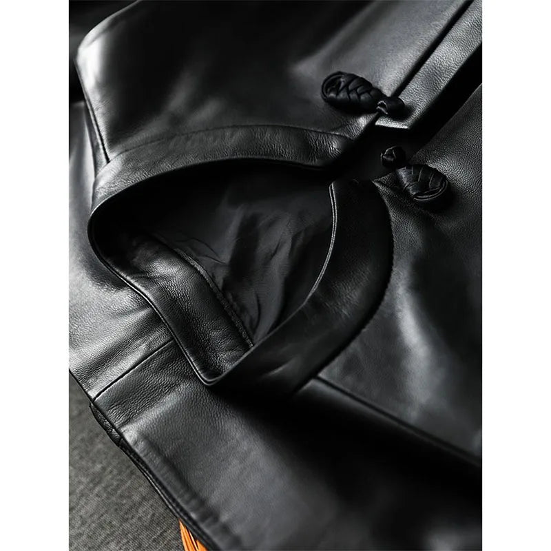 New Chinese Style Leather Vest Women Spring Autumn Fashion Buckle Collar Vests Ladies Retro Sleeveless Leather Waistcoat Jacket