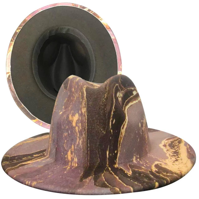 Fedora hat Women's hat wide-brimmed hat Fedora hat autumn winter men retro fashion tie-dye felt jazz Panama hat wedding hat