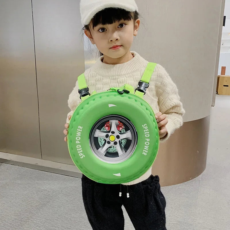 Children's Schoolbag Fashion Tyre Shaped Boys Girls Backpack 3D Cartoon Kindergarten Shoulder Bag Large Capacity Kids Handbag