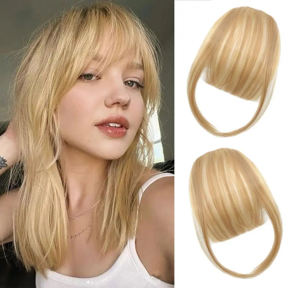 Women Clip-in Bangs Natural Wispy Forehead Hair Extensions Faux French Bangs Girls Straight Air Bangs Fringe Wig Hairpieces