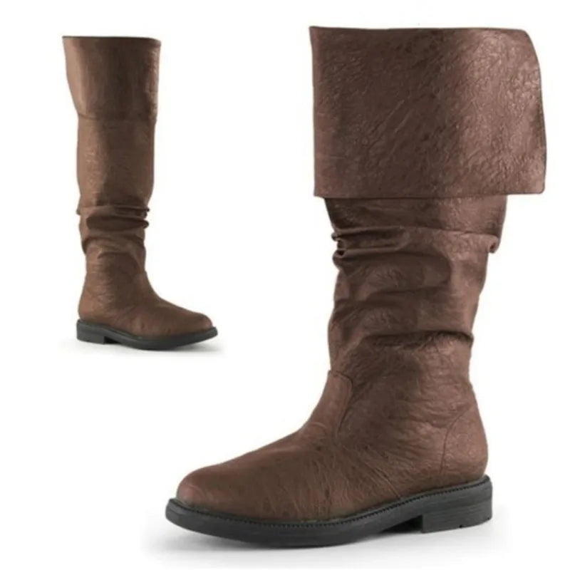 Middle Ages Men Shoes Retro Women Long Boots Fashion Mens Leather Boots Comfortable Non Slip Women Men Boots Durable Botas Mujer