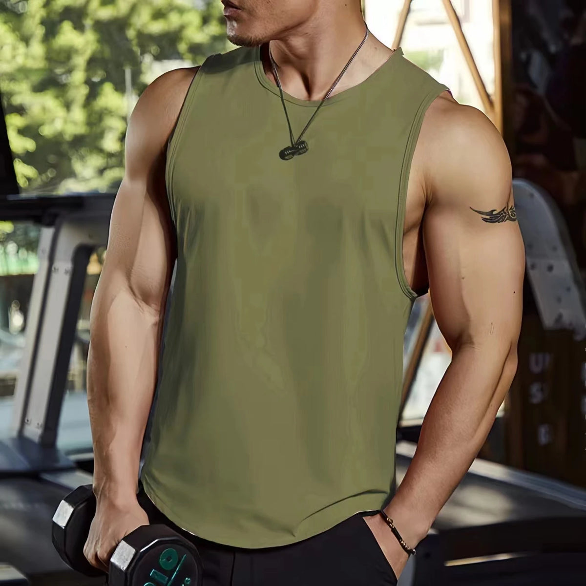Summer Fitness Sports Tank Top Men's Breathable Loose Fit Training Sleeveless T-shirt Quick Drying Vest Male Fitness Clothing