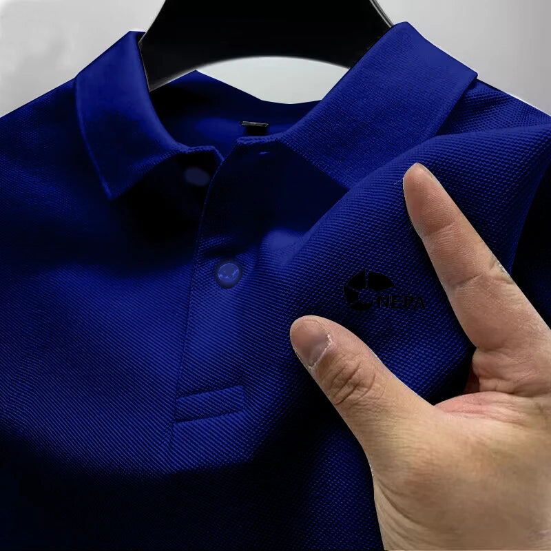 2026 Men's Reflective Polo Shirt, Color Button, Breathable, Casual, Fashionable, Business, Comfort, Summer, Shoes