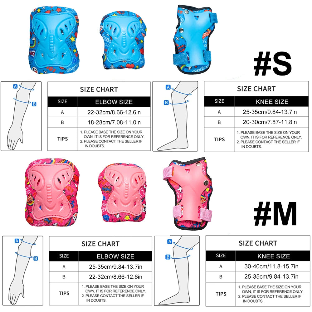 Kids Safety Protective Gear Set Knee Elbow Pads Wrist Guards 3-12 Years for Skateboard Cycling Roller Skates Scooter BMX Sports