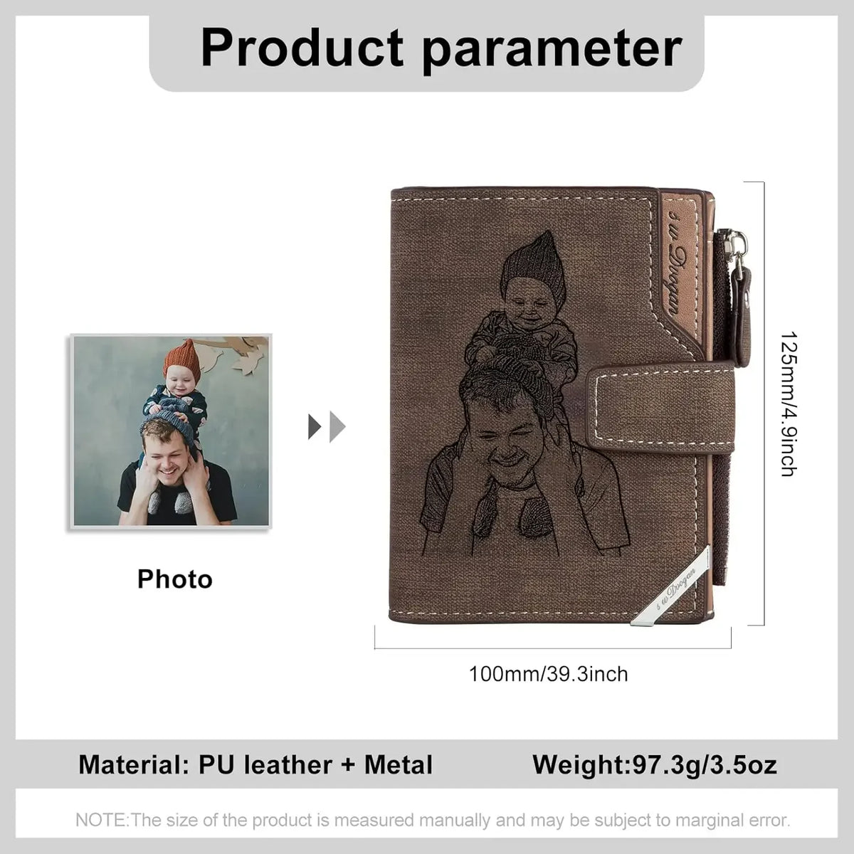 Personalized Wallets for Men Photo Engraved Wallet for Father Husband Son Boyfriend Grandpa Father's Day Gift Birthday