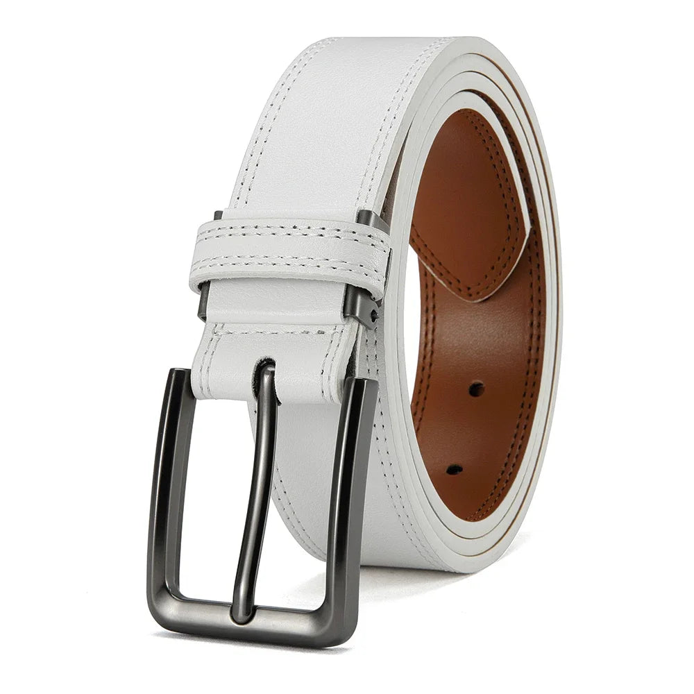 Men Belts High Quality Genuine Leather LONG Large Pin Buckle Metal Automatic Buckle Male Belts Strap Male