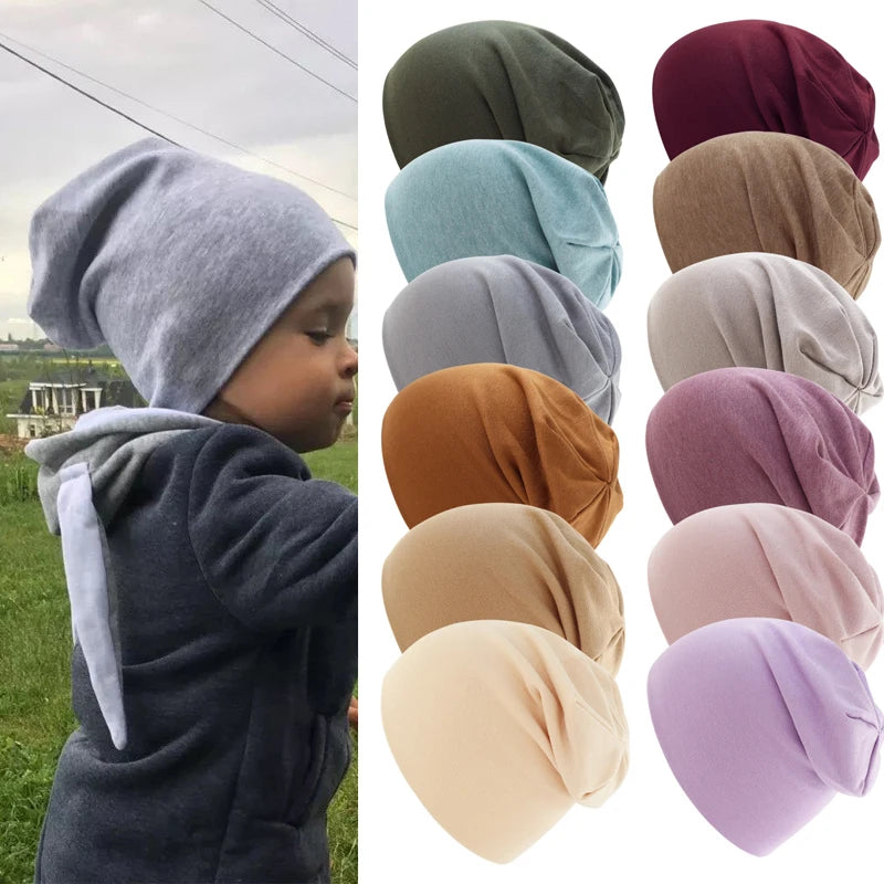 Kids Knitted Cotton Hats Boys Girls Solid Color Girls Cap Bonnet Large Baby Hats Caps Children's Hat Baby Accessories