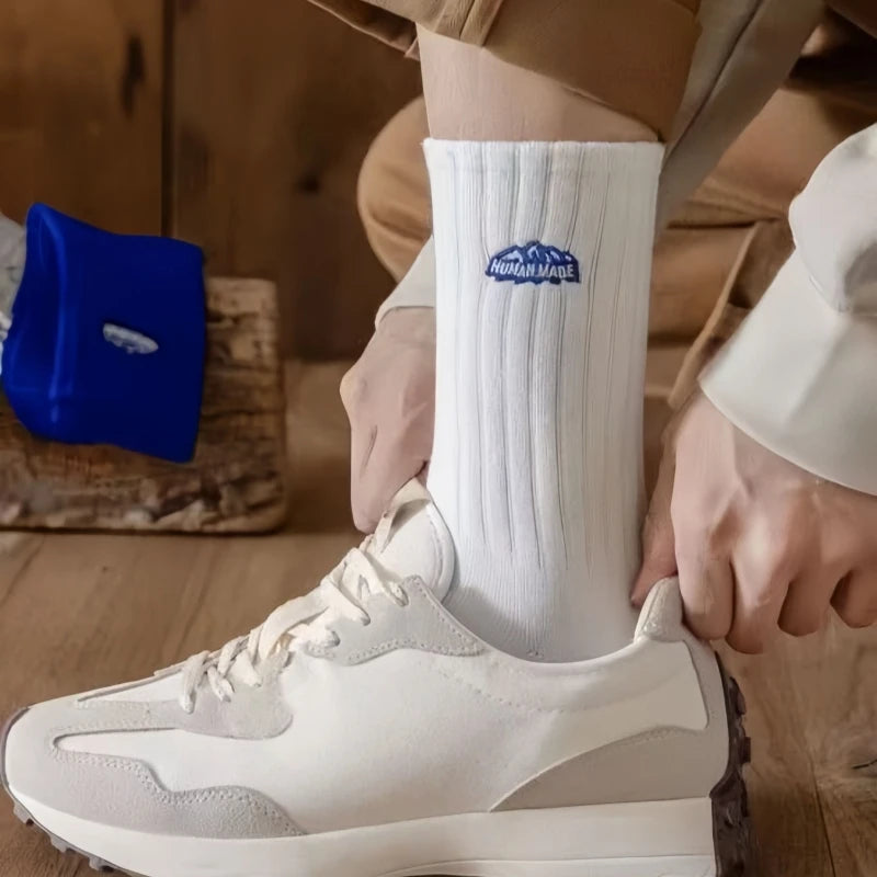 Sock Men's Spring Summer Retro Ribbed Mid-Calf Socks Trendy Breathable Comfort Casual Daily Wear Socks Fashion Sports Crew Socks