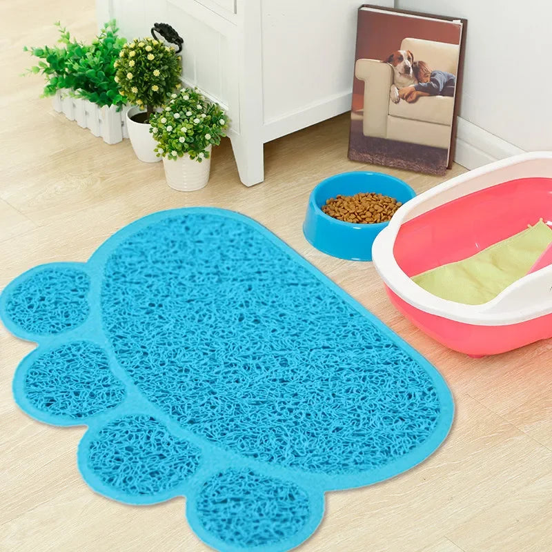 Pet Dog Cat Feeding Mat Dog Paw Shape Pet Bed Mat Dish Bowl Food Water Feed Wipe Easy Cleaning Pad Dog Accessories