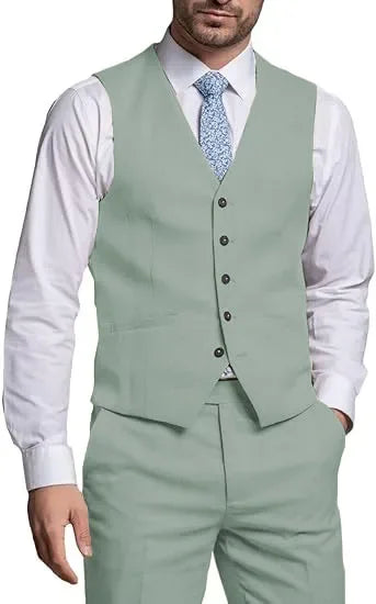 Suits for Men 2 Pieces Vest and Pants Set Gentleman Classic Suit for Men Tuxedo Suit for Men for Wedding Summer Beach