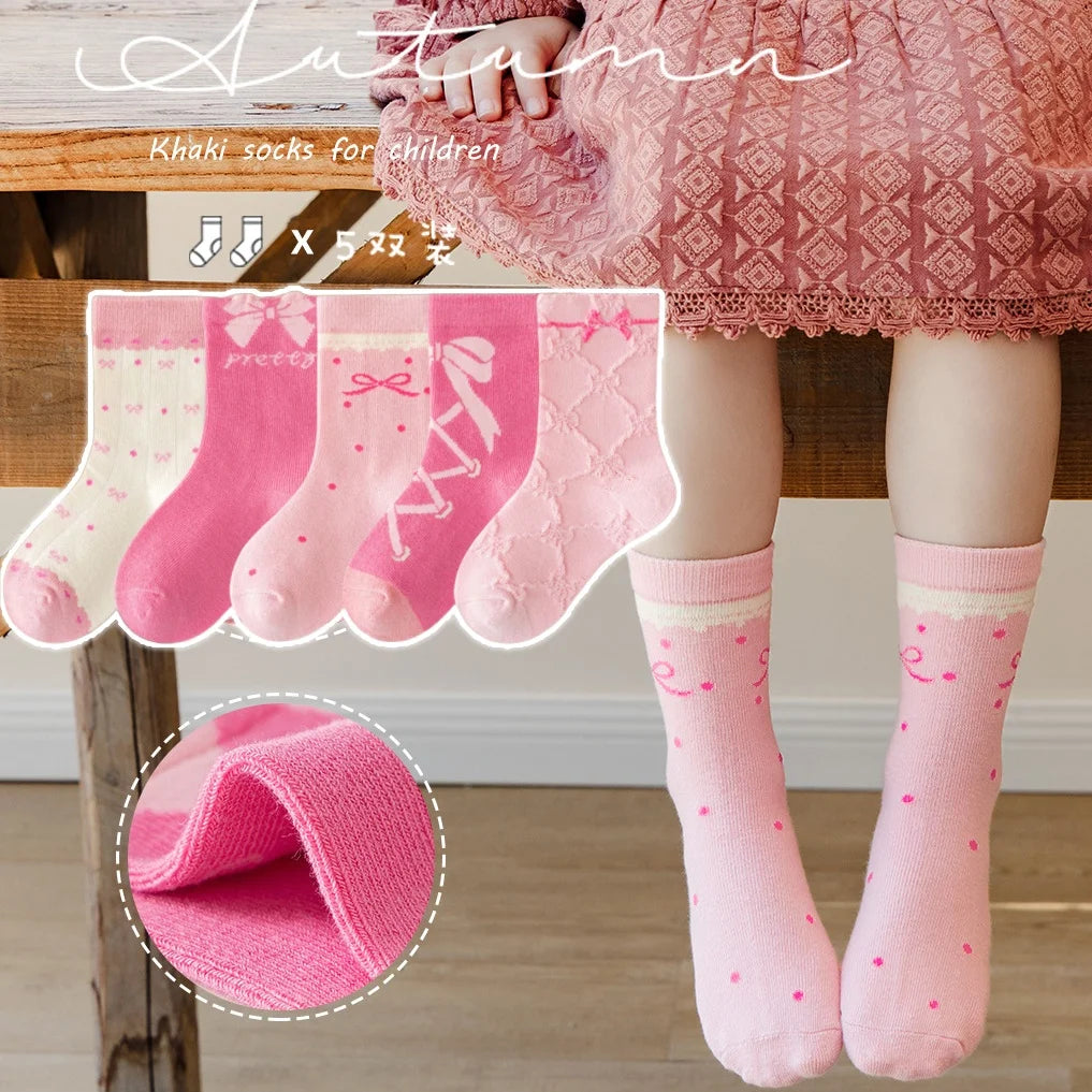 Children Socks Girls Socks Spring Autumn Lovely Bunny Cartoon Pattern Light Pink Socks Baby Cotton Socks for Kids 1-12Year-old