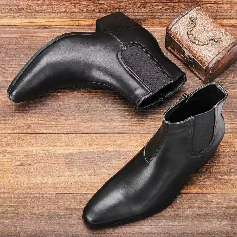 Men's Shoes Fashion High Heels Short Boots Chelsea Boots for Men High Top Platform Boots Height Increase Shoes Botas Para Hombre