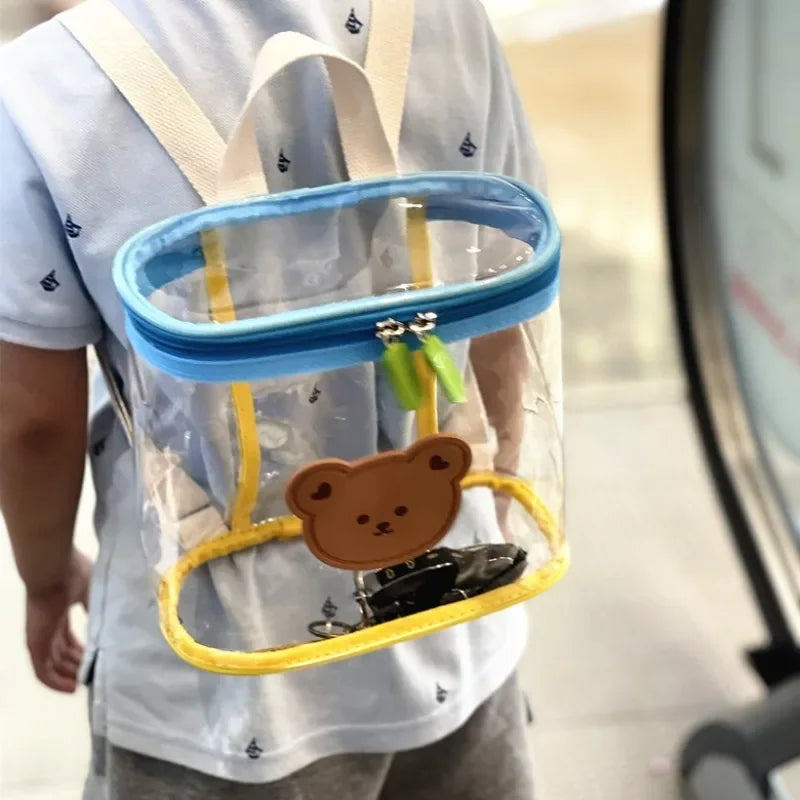 Cute Cartoon Bear Children's Mini Backpack Lovely Transparent Boys Kids Beach Shoulder Bags Casual Portable Baby Girls Handbags