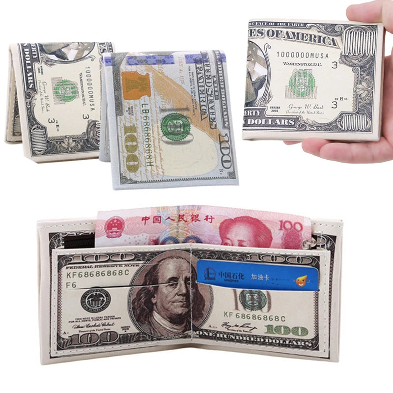 Men's Wallets With US Dollar Pattern Male PU Leather Wallet With Card Holder Coin Pocket Purse Fashion Large Capacity Purse Bag