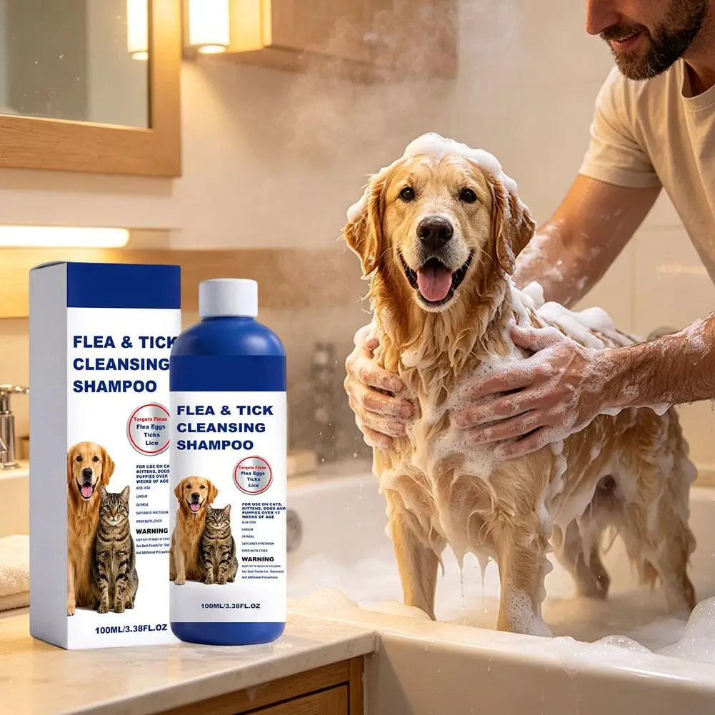Pet Flea Tick Cleansing Shampoo Effectively Remove Parasites Gentle Smooth Cleaning Deworming Remover Cats Dogs