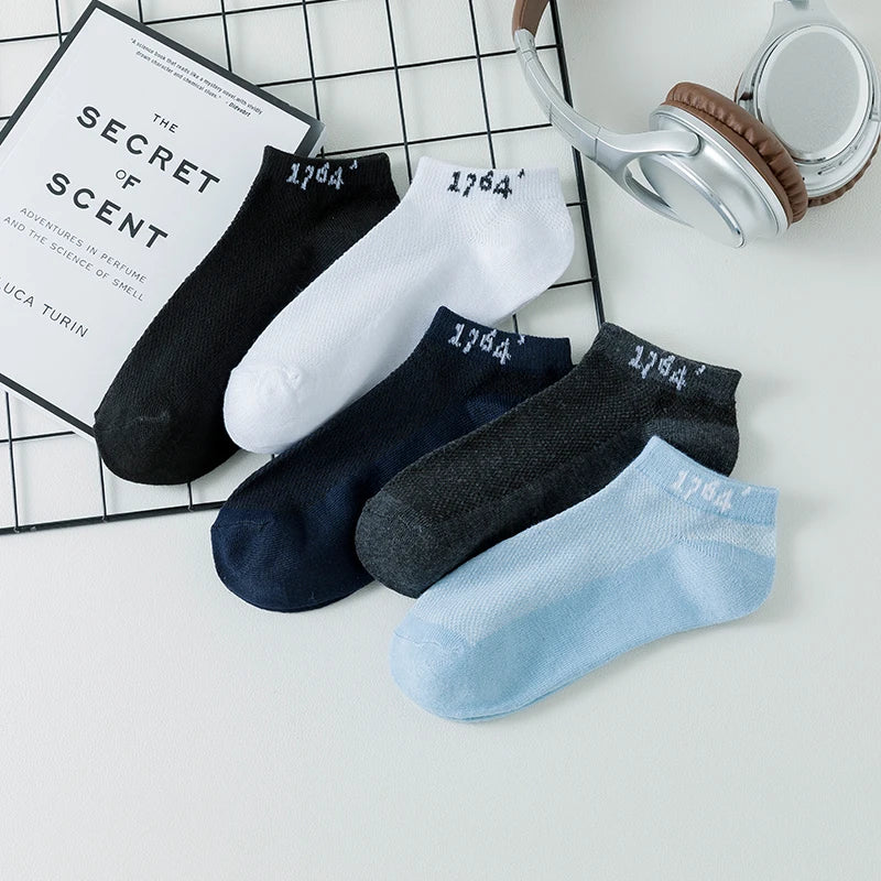 5 pairs of men's sports socks for all seasons, comfortable, sweat absorbing, breathable, casual, business and sports socks