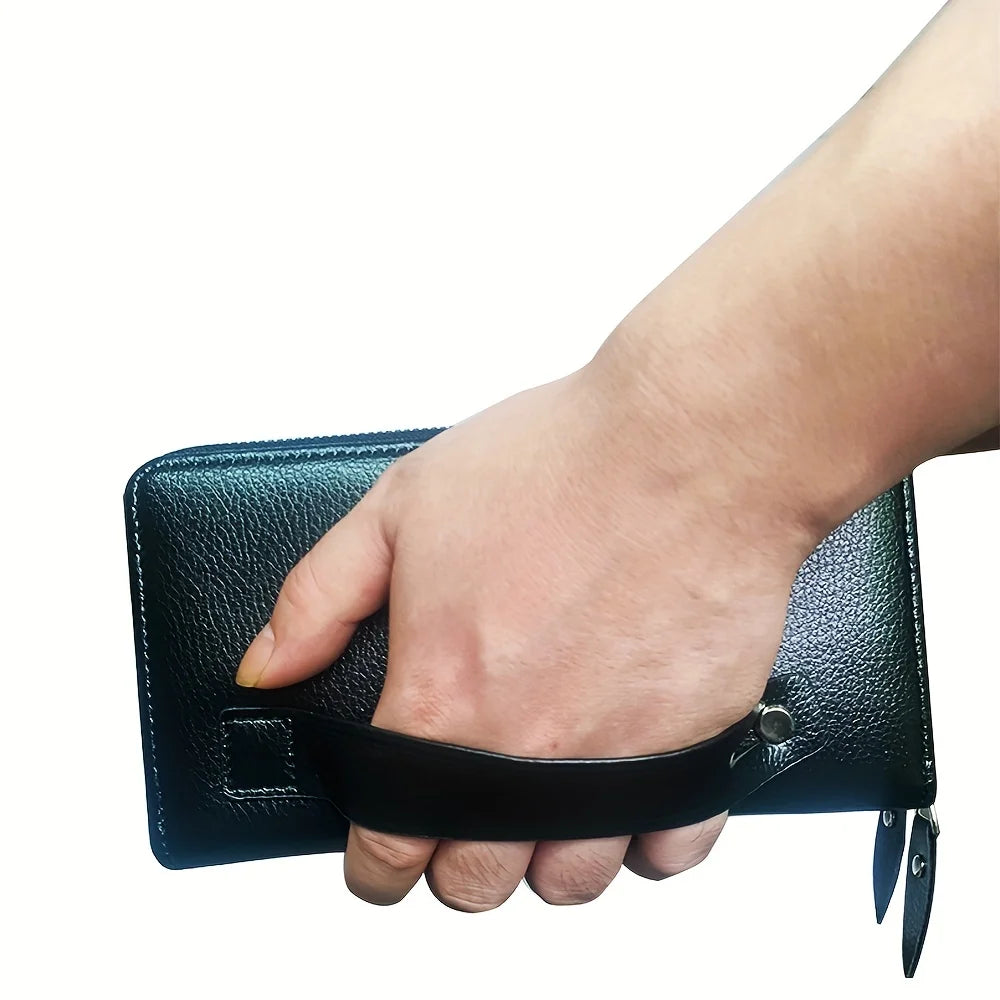 Mens Wallet Long Purse Leather Clutch Large Business Handbag Phone Card Holder Case Gift for Men Father Son Husband Boyfriend