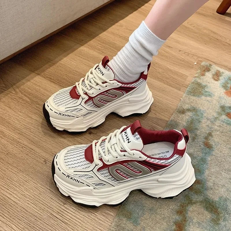 Women Sneakers Autumn Fashion Breathable Casual Shoes Women Mesh Lace Up Comfort Platform Vulcanize Shoes Zapatillas De Mujer