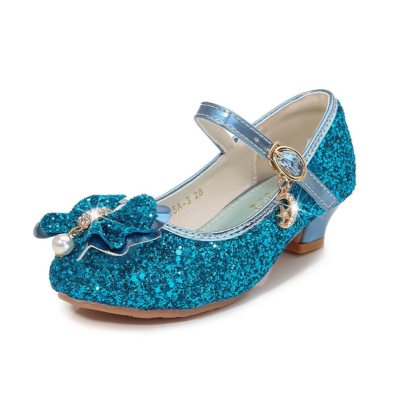 New Spring and Autumn Girls' High Heels Princess Dance Shoes Girls' Children's Shoes Shining Soft Leather Fashion Party Wedding