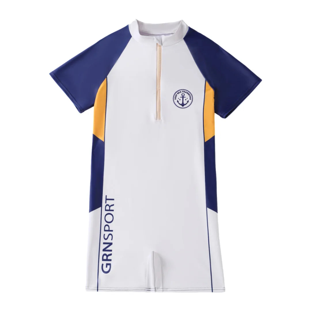 2026 New Style Summer Swimwear Kids Beach Wear High Elastic One-piece Sun Protection Swimsuit Baby Boys Surf Suit