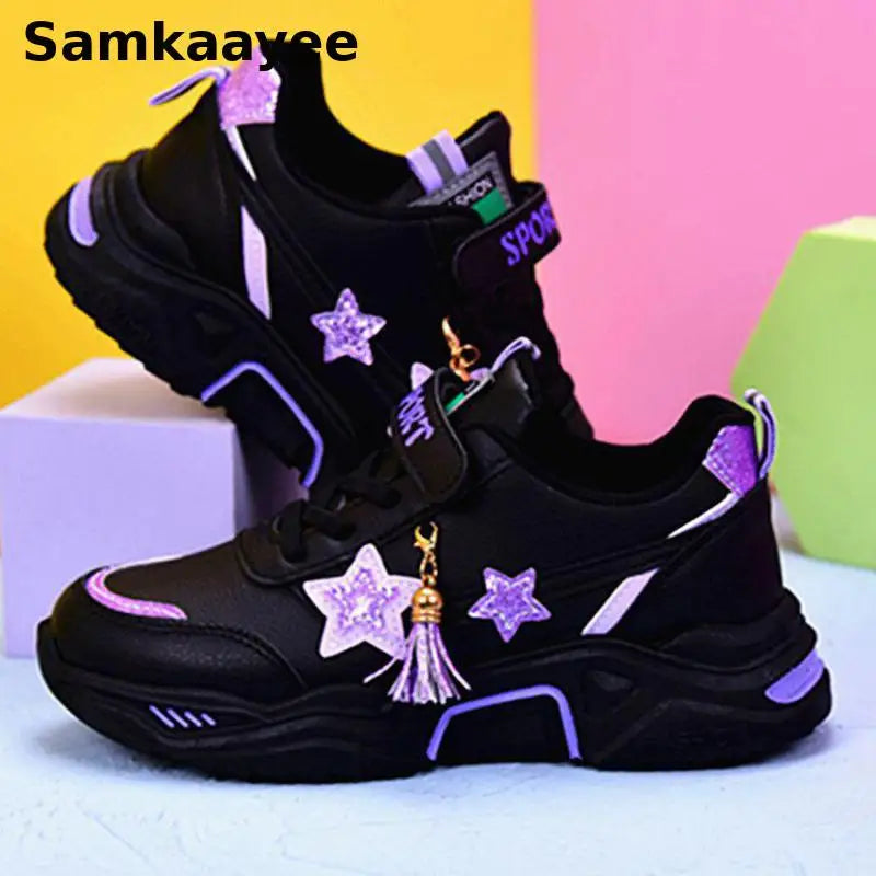 5-18y Children Sneakers Girls Casual Shoes Spring Autumn Kids Breathable Soft Soled Anti-slip Cartoon Princess Walking Footwear