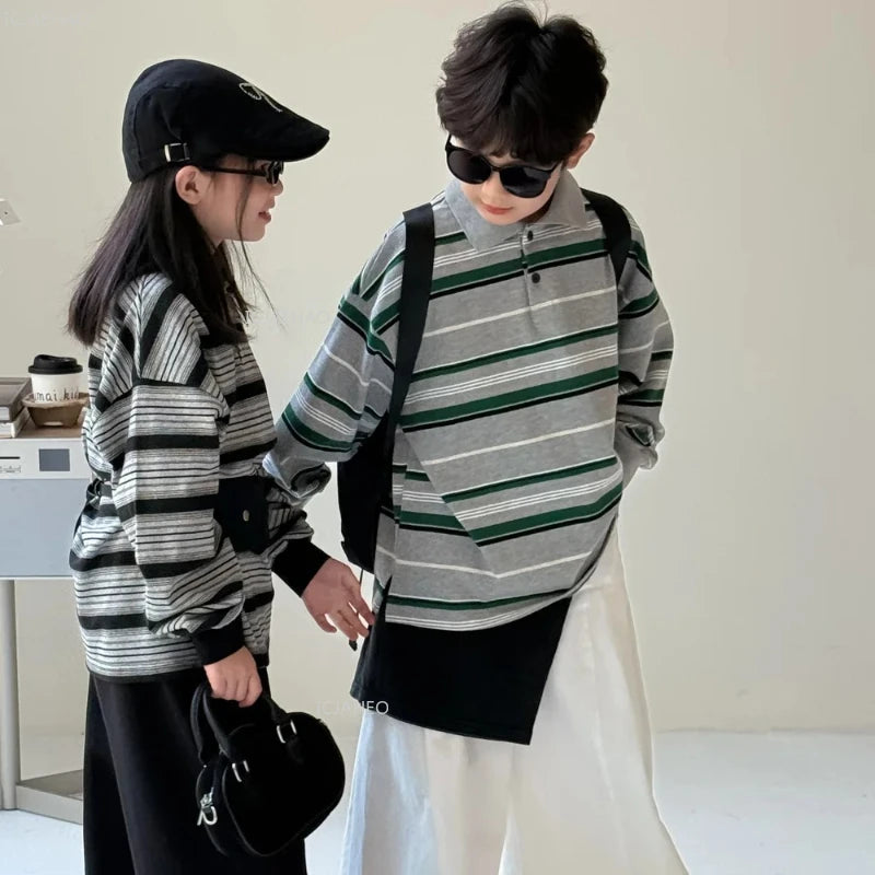 Kids Shirt Clothing Unisex Striped Long Sleeve Tops children Casual Wear Toddler Boys Girls Children Outfit  Autumn Costumes