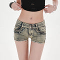 Sexy Low Rise Denim Super Shorts Women's Summer Elastic Slim Skinny Rivet Vintage Blue Short Jeans Y2k Versatile Pants