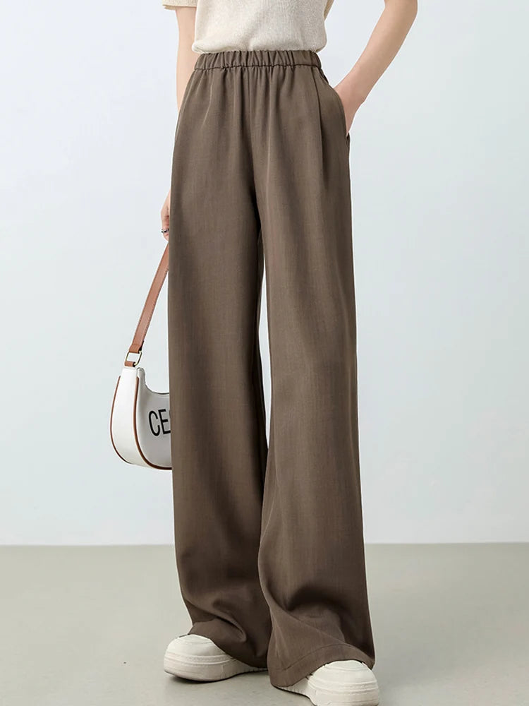 Women Wide Leg Pants Formal Gray Long Office Wear Pants Ladies Spring Straight Leg Black Work Trousers For Women Office Summer