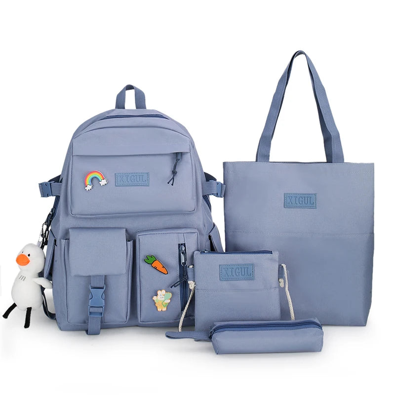4 Pcs Sets Children's School Backpack Kawaii Women's Backpack Bookbag School Bags for Teens Girls mochilas para niñas 가방 рюкзак