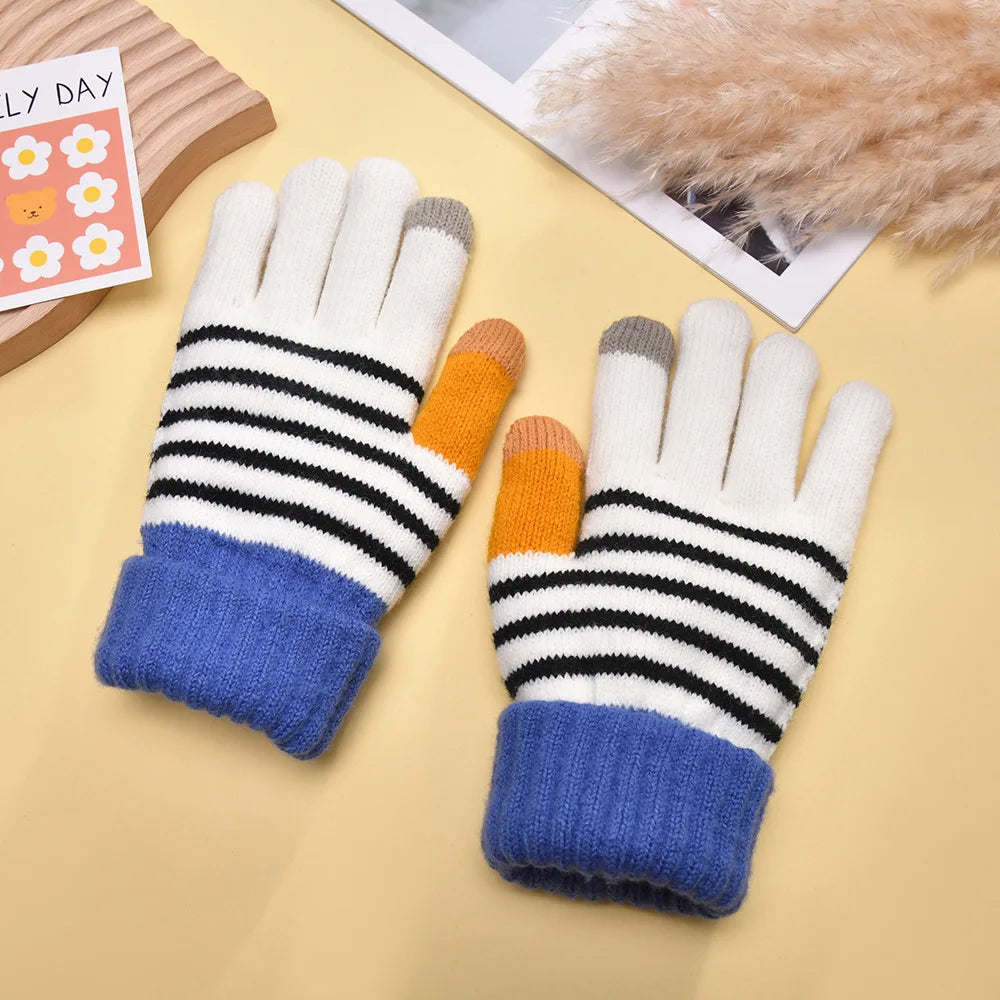 Women's Autumn Winter Gloves  Warm Hand Protection Touch Screen Splicing Thick Fashion Gloves Solid Color Simple Funny Wholesale