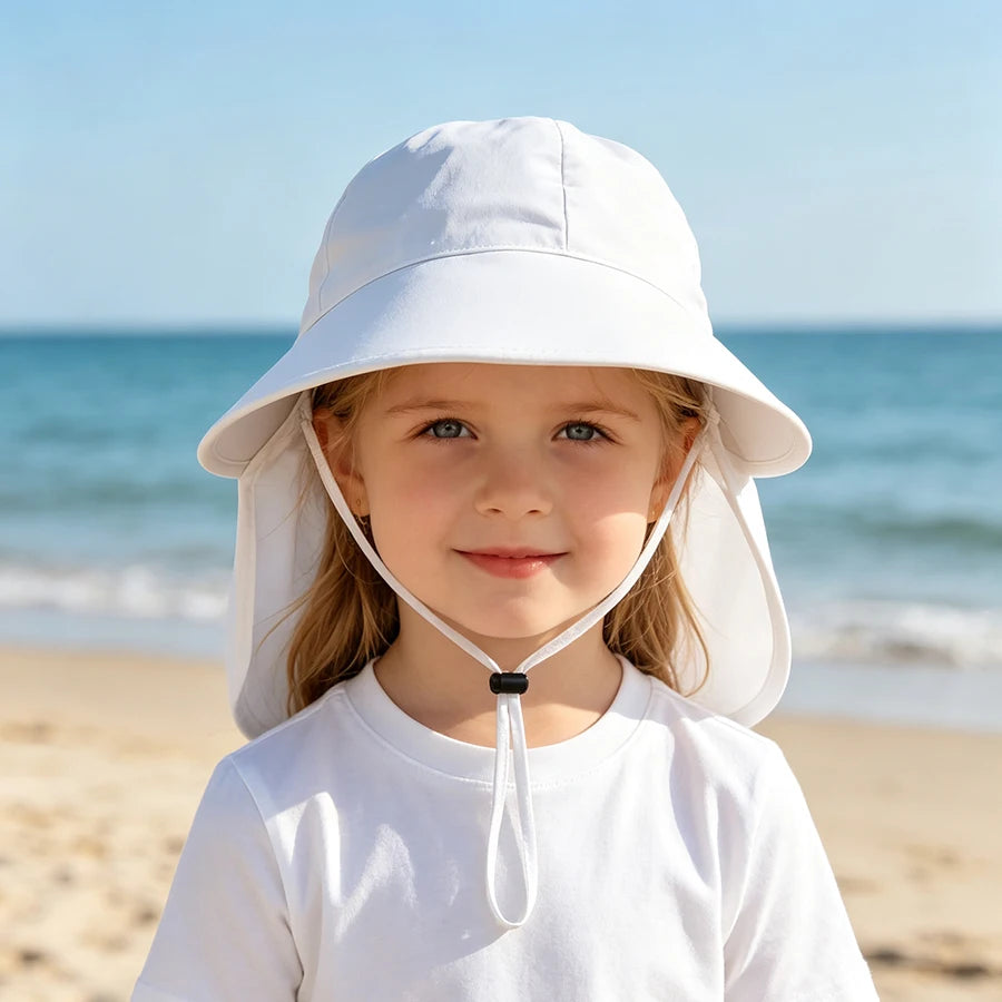 Children's Hat Summer Thin Breathable  Sunshade Hat for Boys, Girls, and Babies Sunscreen Outdoor Big brimmed Neck Protectio