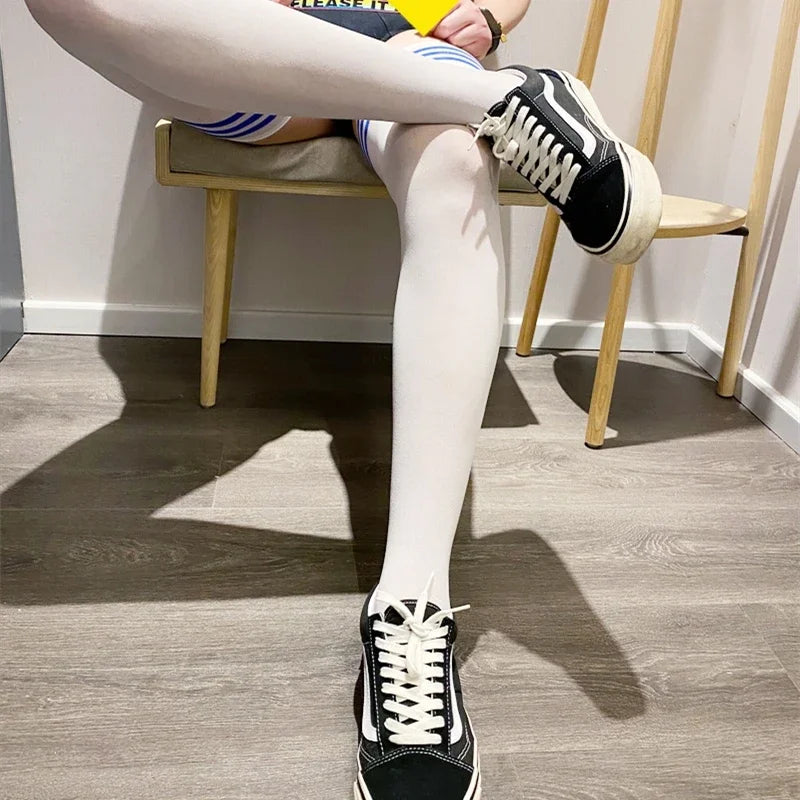 Men's Thin Long Socks for Men Sexy Exotic Sports Stocking Velvet Soft Comfortable High Elastic Striped Men's Stocking Plus Size