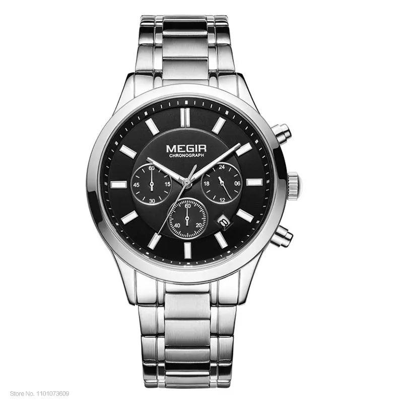 MEGIR Watches for Men 2021 New Chronograph Quartz Watch Luxury Stainless Steel Wristwatch Man Relogios Masculino часы мужские