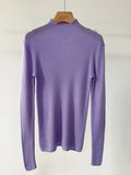 BirdTree, 100% Wool Slim Thin Sweater, Women Long Sleeve Mock Neck, Seamless Bottom High Elastic Top, 2025 Winter Fall T46985QM