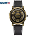 DOM 1345 Men Quartz Watch Black Creative Retro Bronze Scrolling Iron Ball Magnetic Pointer Waterproof Watches for Male Gift