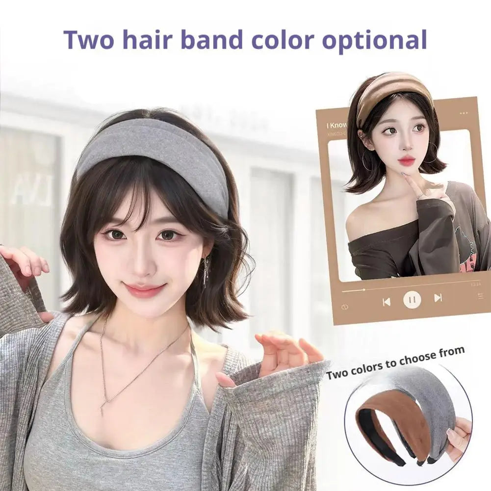 Headband Wigs Short Straight Bob for Women Half Wigs Synthetic Hair for Cosplay Party Daily Use Synthetic Women Elegant Solid