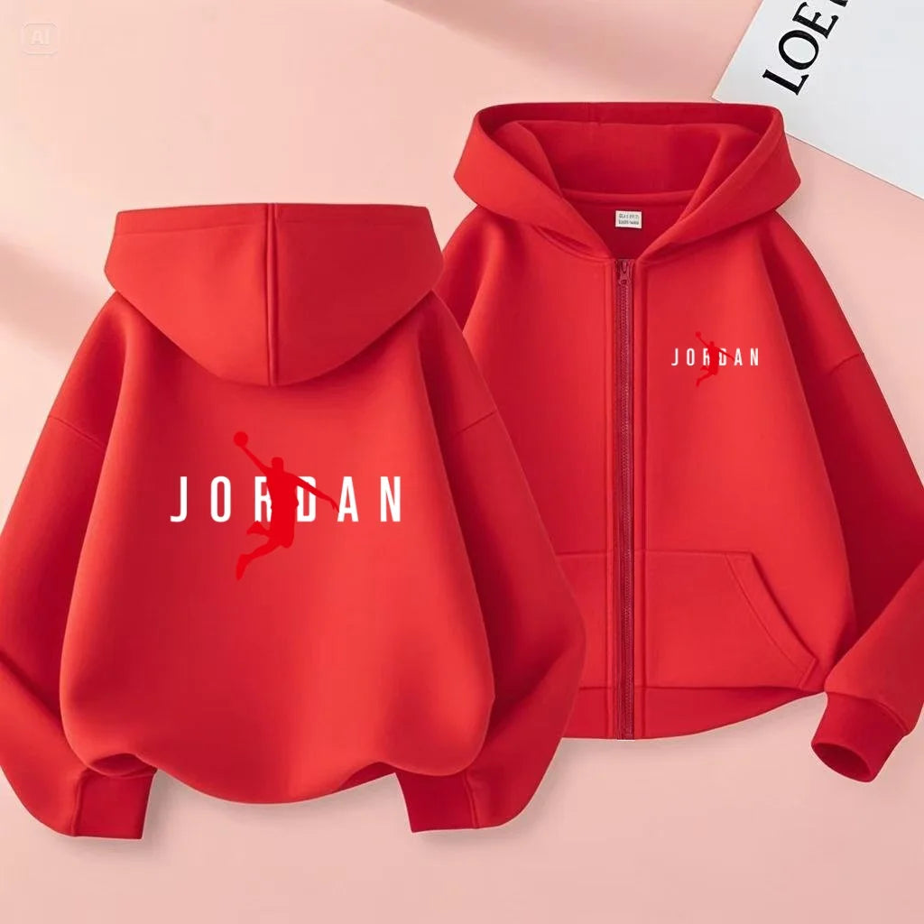 kids Autumn Winter Sweatshirt Basketball Charming Clothing Zipper Style Hoodie Girl Boy 3-12 Years Fashion Blue Black White Coat
