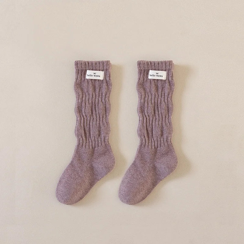 Kids Long Socks For Girls Spring Autumn New Cotton Children's Calf Socks Retro Solid Knee High Baby Child Girl Socks 1-12Years