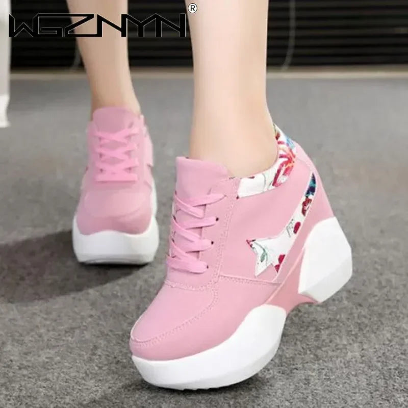 Women Sneakers 2025 Fashion Casual Shoes Woman Comfortable Breathable White Flats Female Platform Sneakers Chaussure Femme 10cm