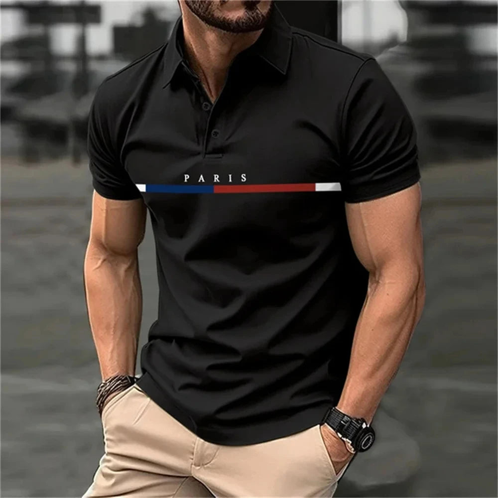 Letter Men's Summer Polo Shirt Breathable Golf Polo T-Shirt Sport Hiking Shirts Casual Work Short Sleeved Male Business Clothes
