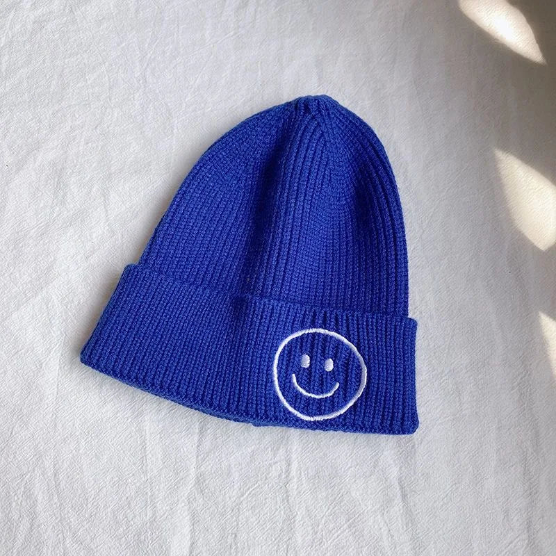 Children's smiley face hat Baby hat Fall Winter children boys and girls cute warm knit hat woolen hat trend
