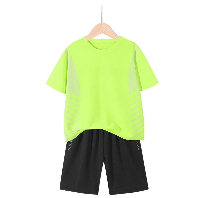 Dubbped Kids Running Clothes Sets Boys Football Jersey Short Sleeve Children Sports Training Uniforms Soccer Jerseys 2-piece Set
