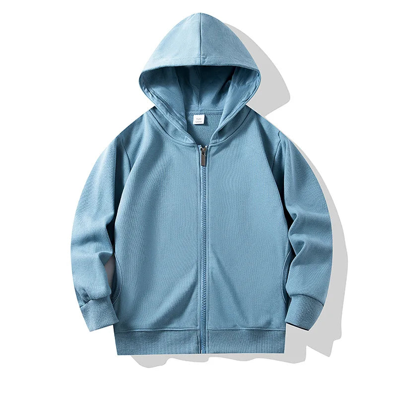 Boys Girls Hoodies Casual Zipper Outerwear Spring Autumn Long Sleeve Teen Hooded Sweatshirt School Kids Tops Clothes Sprotswear