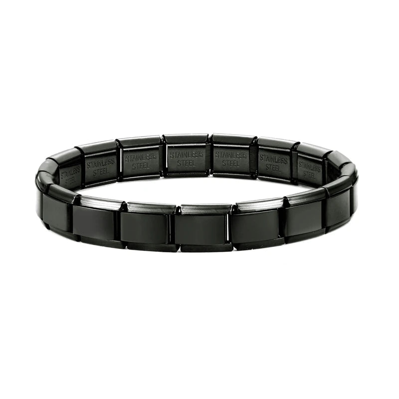 Men's Women's Jewelry DIY 9MM Width Italian Elastic Charm Bracelets Gold Silver Solid Color Stainless Steel Fashion Bangle Basic