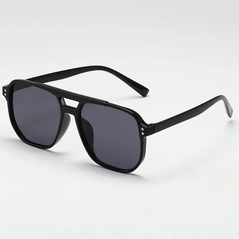 Women Men Square Sun Glasses Retro Polygon Sunglasses Female Black Vintage Fashion Ladies Sunglasses Double Beam Eyeglasses