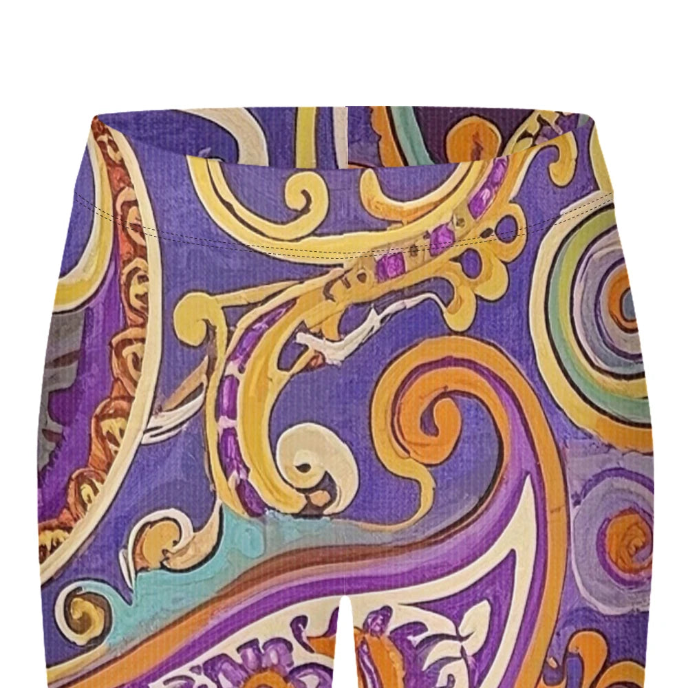 Women High-Waisted Vintage Paisley Print Sports Leggings Full Length Athletic Pants for Yoga Fitness and Casual Boho Chic Wear