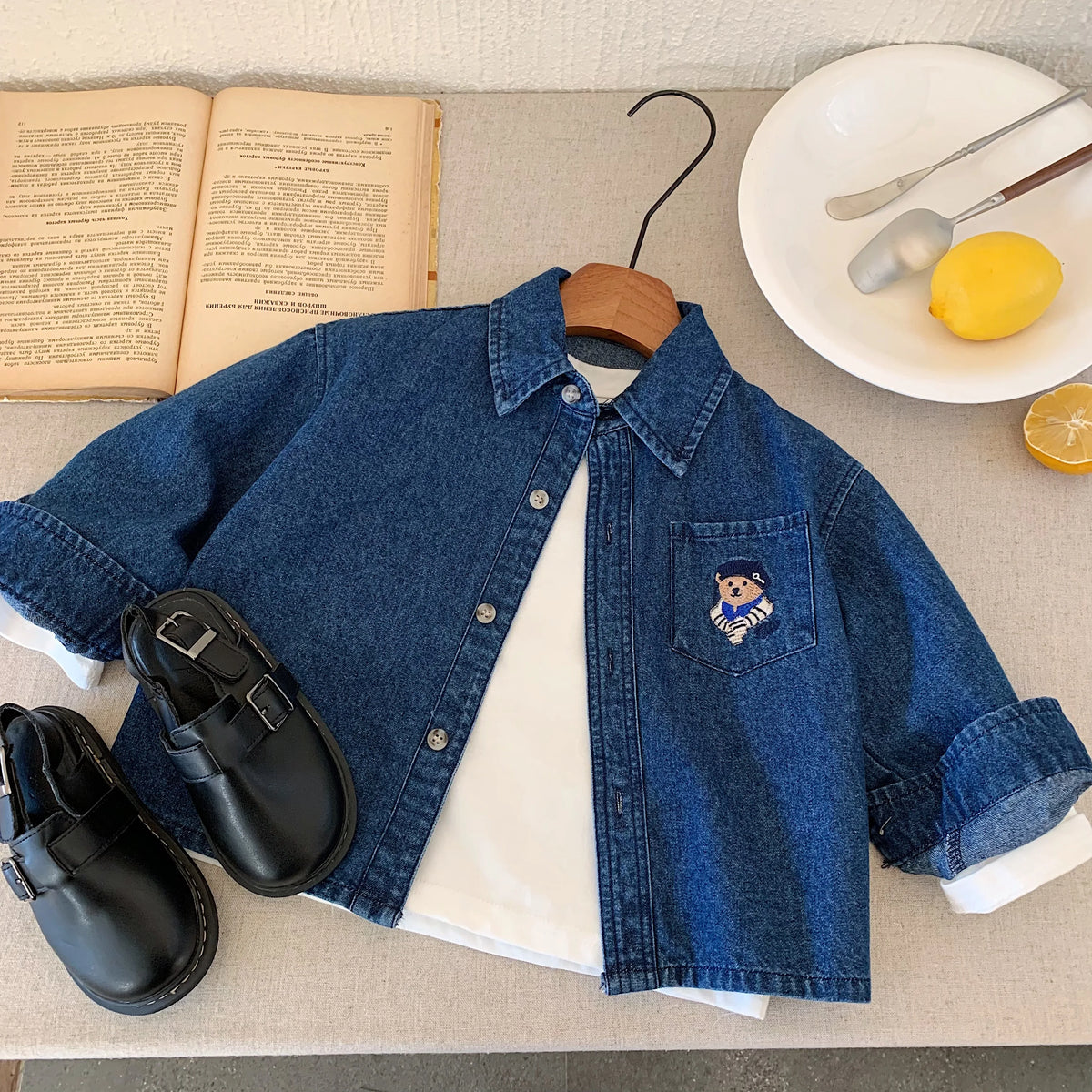 Children's Cowboy Jacket New Spring and Autumn Styles for Boys and Girls Korean Fashion Baby Long Sleeve Shirt Casual Kidswear