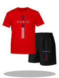 Men's sports short sleeved shirt shorts plus size breathable basketball sportswear letter printed T-shirt shorts two-piece set