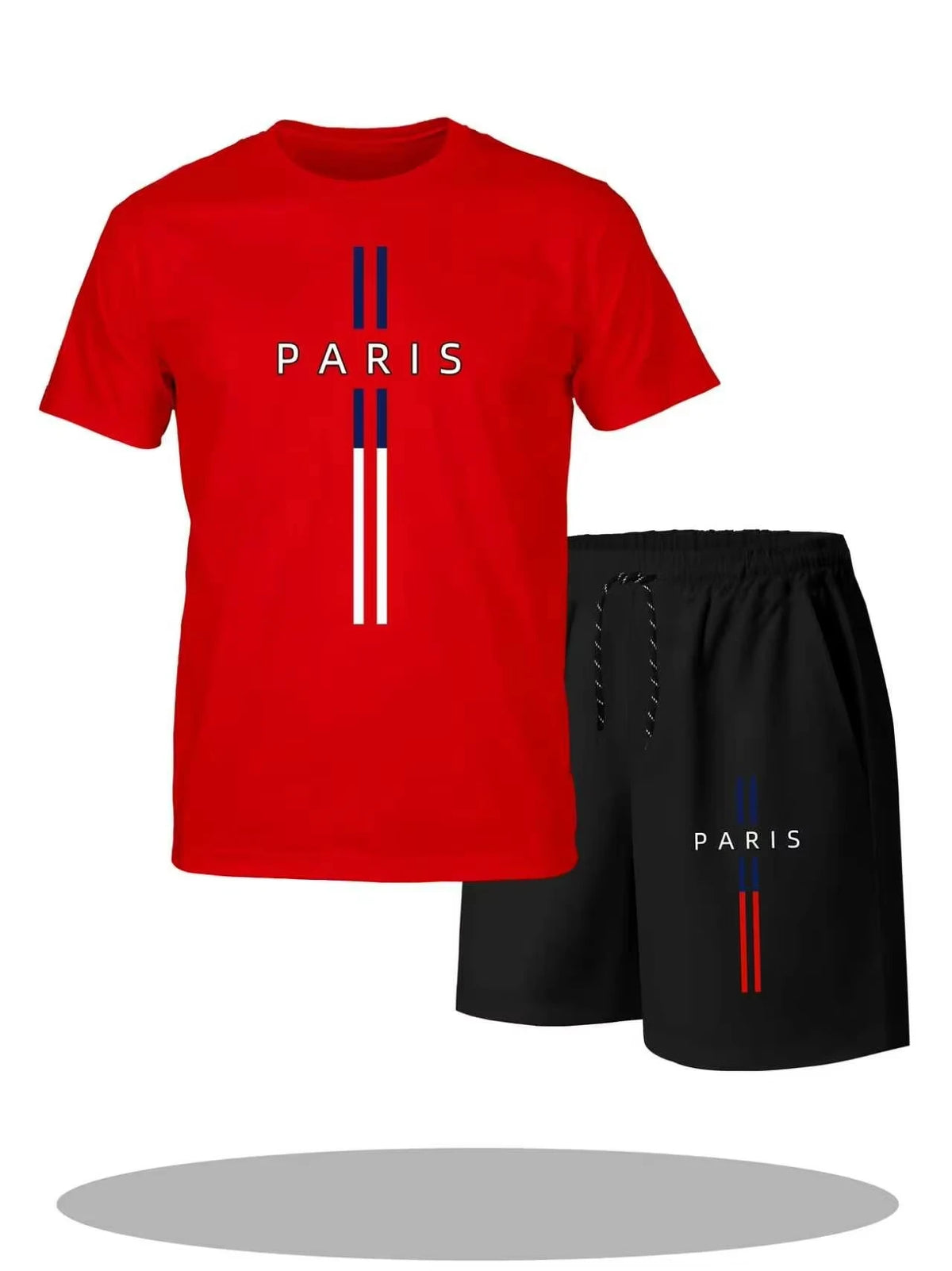 Men's sports short sleeved shirt shorts plus size breathable basketball sportswear letter printed T-shirt shorts two-piece set